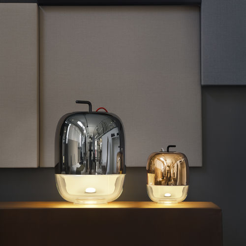 Tischlampe - GONG  - PRANDINA - Metall / geblasenes Glas / originelles Design