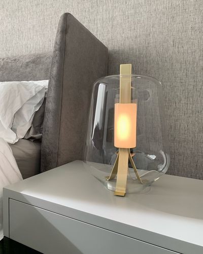 Tischlampe - LUISA - PRANDINA - Metall / geblasenes Glas / Kordel