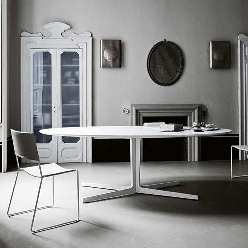 Moderner Tisch - SPLIT - Tacchini - Metall / oval / weiß