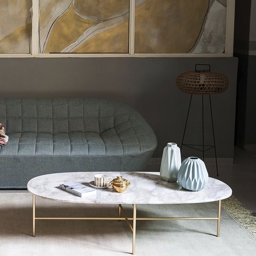 Moderner Couchtisch - SOAP - Tacchini - Marmor / Gestell aus Metall / oval