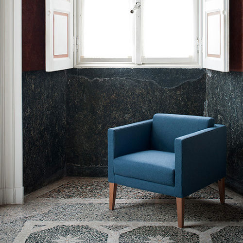 Moderner Sessel - COMPACT - Tacchini - Stoff / Holz / blau