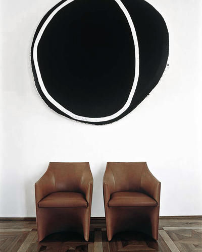 Moderner Besuchersessel - MAYFAIR - Tacchini - Leder / braun / von Christophe Pillet