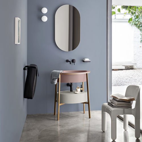 Freistehender Waschtisch-Unterschrank - CATINO OVALE - CIPRIA  BRUSHED BRONZE  POMICE - Ceramica Cielo - Holz / Keramik / modern