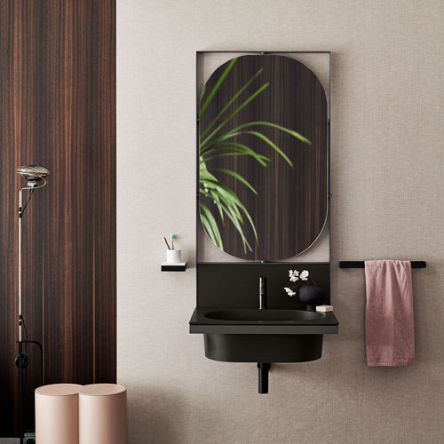 Wandhängender Waschtisch-Unterschrank - ELLE OVALE - LAVAGNA  CEMENTO - Ceramica Cielo - Keramik / modern / ohne Tür