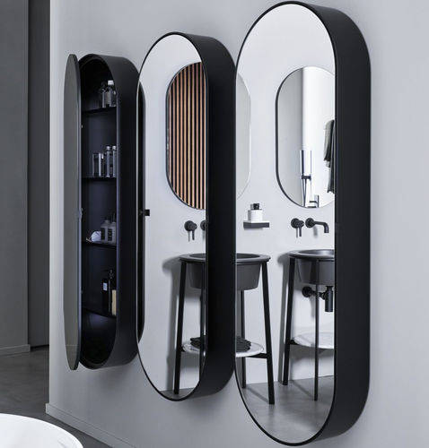 Wandmontierter Spiegel - ARCADIA - ELIO SLIM - MATT BLACK - Ceramica Cielo - für Schönheitssalon / für Hotels / für Frisörsalon