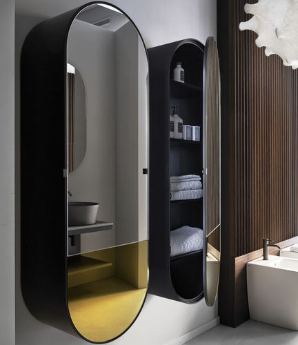 Wandmontierter Spiegel - ARCADIA - ELIO - MATT BLACK  GOLD - Ceramica Cielo - für Schönheitssalon / für Hotels / für Frisörsalon