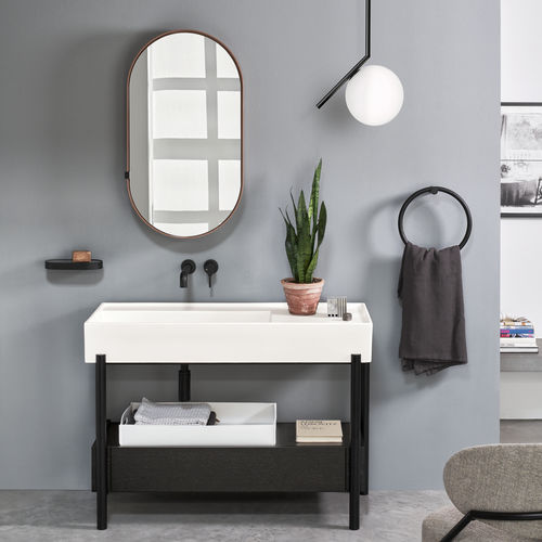 Freistehender Waschtisch-Unterschrank - PLINIO  - TALCO  ROVERE NERO - Ceramica Cielo - Holz / Keramik / Metall