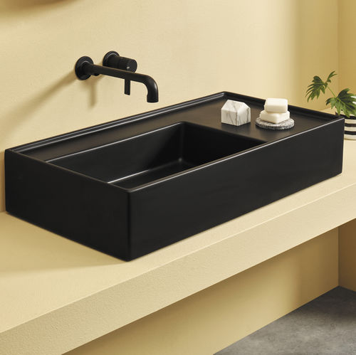 Aufsatzwaschbecken - PLINIO - LAVAGNA - Ceramica Cielo - Keramik / mit integrierter Waschtischplatte / rechteckig