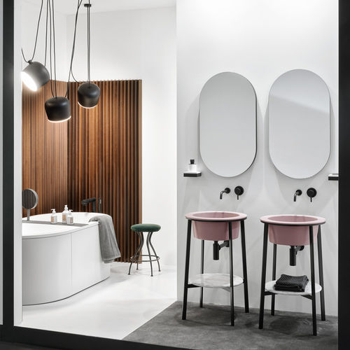 Doppelter Waschtisch-Unterschrank - CATINO TONDO - CIPRIA  MATT BLACK  NERO MARQUINA - Ceramica Cielo - freistehend / Keramik / Metall