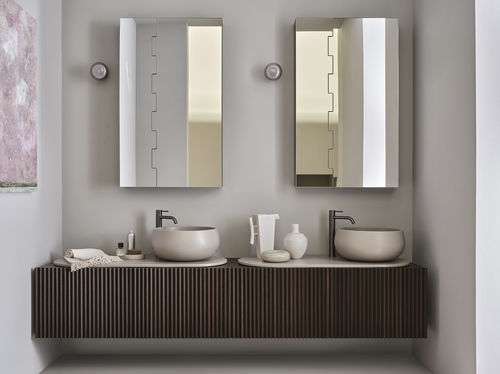 Doppelter Waschtisch-Unterschrank - DELFO 226 - POMICE/EUCALIPTO - Ceramica Cielo - wandhängend / Holz / Keramik