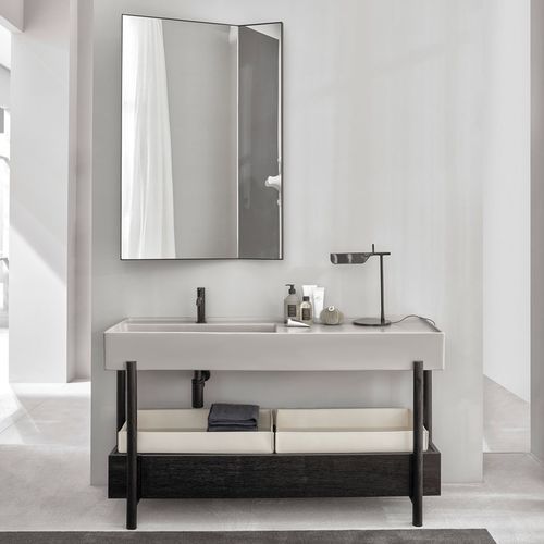 Freistehender Waschtisch-Unterschrank - PLINIO 140 - POMICE/ROVERE NERO - Ceramica Cielo - Holz / Keramik / modern