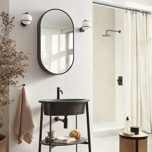 Wandmontierter Spiegel für Badezimmer - OVAL BOX - NERO MATT - Ceramica Cielo - für Hotels / für Hotelzimmer / für Schönheitssalon