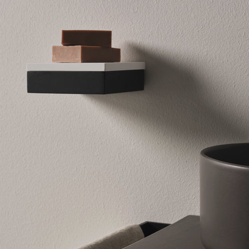 Wandmontierter Seifenhalter - ACMP1 - ACB12 / WHITE MATT - Ceramica Cielo - Mineralwerkstoff / schwarz
