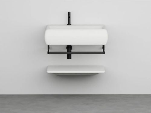 Wandhängendes Waschbecken - TESEO 75 - Ceramica Cielo - Keramik / mit integriertem Handtuchhalter / mit Ablage