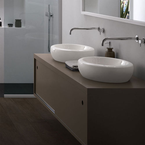 Aufsatzwaschbecken - FLUID - GLOSSY WHITE - Ceramica Cielo - Keramik / mit verstellbarem Spiegel / oval
