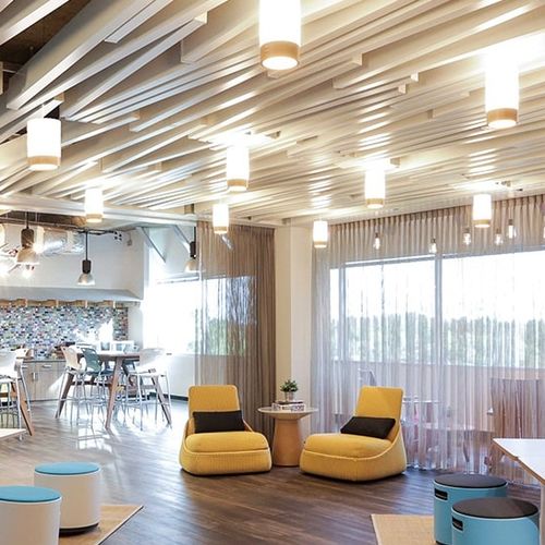 Stahl-Akustikbaffel - Luxalon® Tavola™ Divergent - Hunter Douglas Architectural - deckenmontiert / rechteckig / Dekor