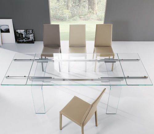 Moderner Tisch - PLANO - Riflessi - Hartglas / Gestell aus Glas / rechteckig