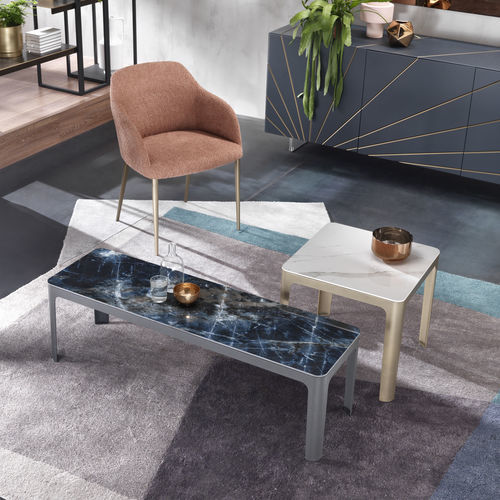 Moderner Couchtisch - CORNER  - Riflessi - Kristall / Keramik / Gestell aus gestrichenem Metall