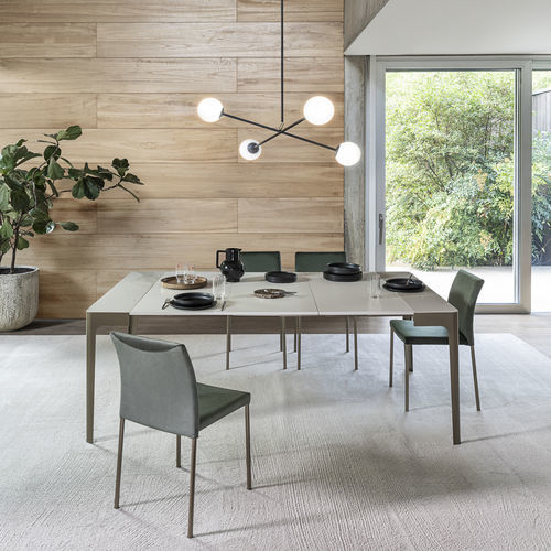 Moderner Konsolentisch - CORNER - Riflessi - lackiertes Holz / Hartglas / Keramik