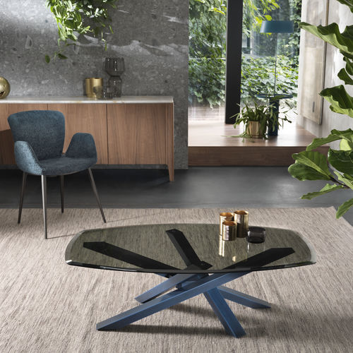 Moderner Couchtisch - SHANGAI - Riflessi - Kristall / Keramik / Gestell aus Aluminium