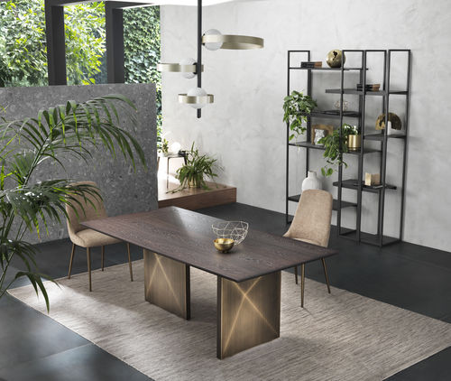 Moderner Tisch - CUBRIC  - Riflessi - Holz / Keramik / Gestell aus rostfreiem Edelstahl