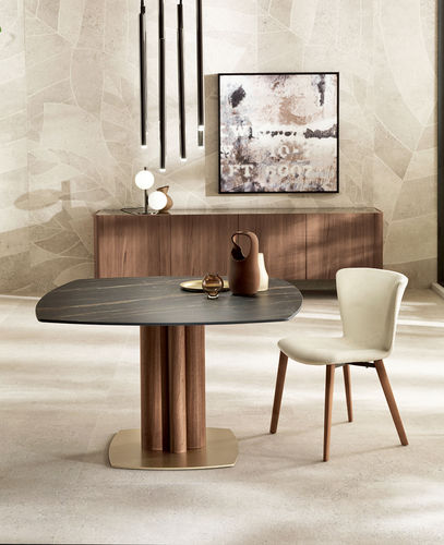 Moderner Tisch - TOWER piano SQUARE - Riflessi - Keramik / Gestell aus Metall / rechteckig