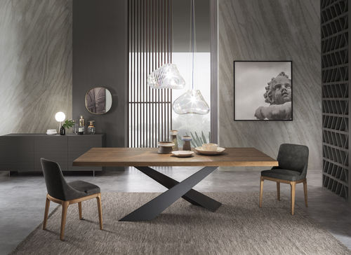 Moderner Esstisch - LIVING  - Riflessi - Eiche / Gestell aus Metall / rechteckig