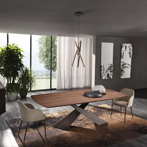 Moderner Tisch - LIVING - Riflessi - Holz / Metall / Gestell aus Metall