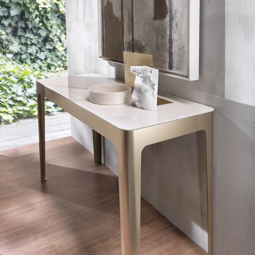 Moderner Konsolentisch - CORNER - Riflessi - lackiertes Holz / Kristall / Keramik
