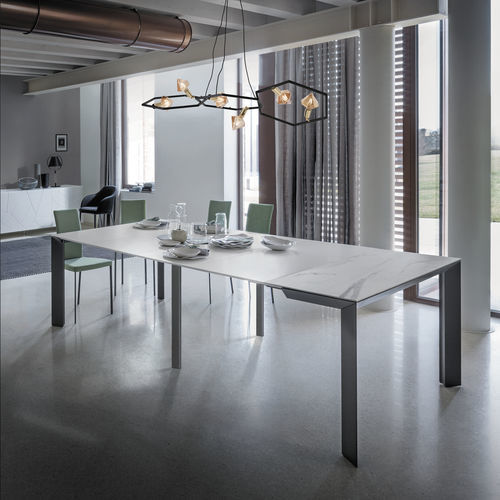 Moderner Konsolentisch - MANHATTAN - Riflessi - Hartglas / Keramik / Gestell aus Aluminium
