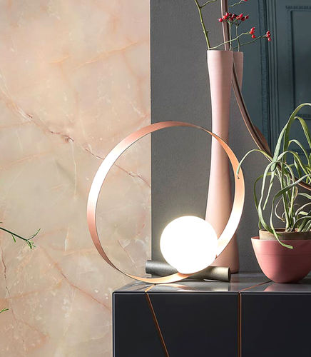 Tischlampe - BUBBLE T - Riflessi - aus lackiertem Metall / Glas / Stoff