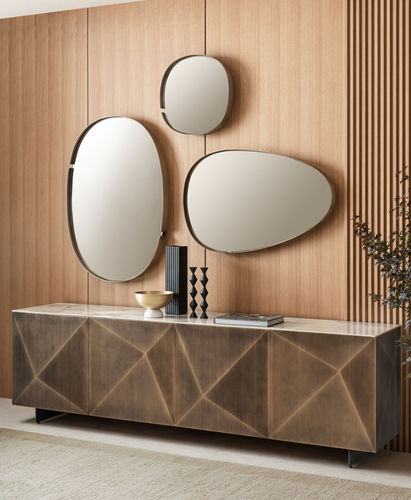 Modernes Sideboard - CUBRIC  - Riflessi - Holz / Stahl / aus lackiertem Metall