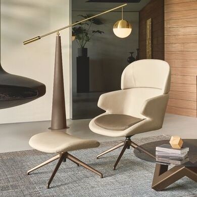 Design-Sessel - NOVA LOUNGE - Riflessi - Stoff / Aluminium / mit Fußstütze