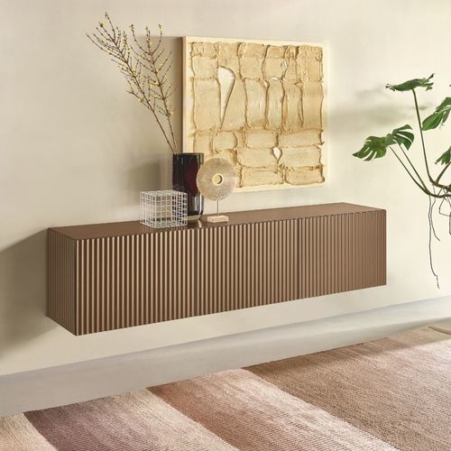 Wandmontiertes Sideboard - ONDA - Riflessi - modern / lackiertes Holz / mit Regal