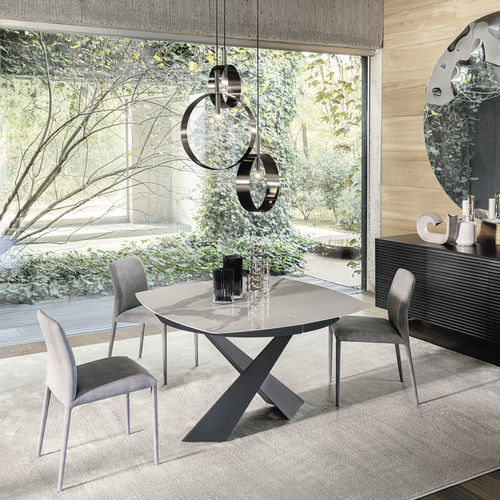 Moderner Tisch - LIVING - Riflessi - Holz / Keramik / Gestell aus Metall