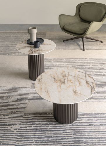 Lampentisch / originelles Design - ENEA - Riflessi - Keramik / Gestell aus Metall / rund