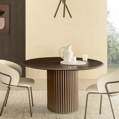 Moderner Tisch - ENEA ROUND E SQUARE - Riflessi - Metall / Holz / Glas