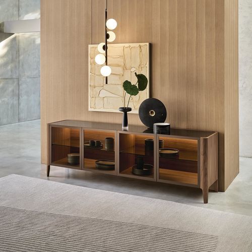 Kristall-Sideboard - CROSS - Riflessi - modern / Holz / mit Regal
