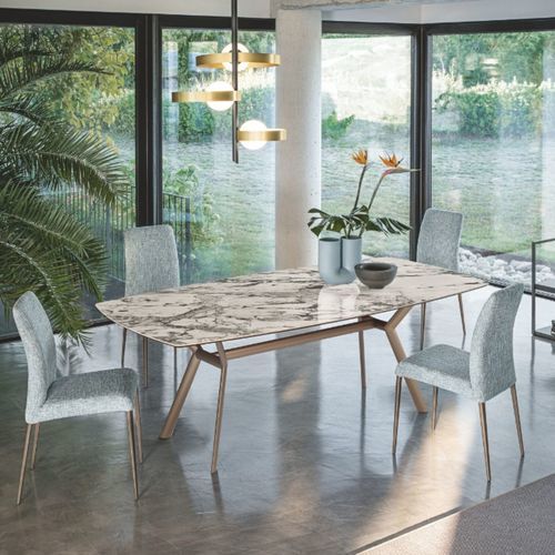 Kristall-Tisch - PARADISE - Riflessi - modern / Hartglas / Gestell aus lackiertem Aluminium