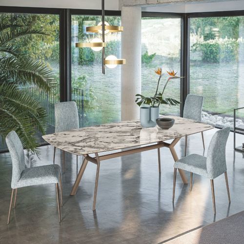 Moderner Esstisch - PARADISE - Riflessi - Gestell aus gestrichenem Aluminium / ausziehbar / für Privatgebrauch