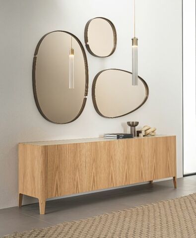 Modernes Sideboard - CROSS - Riflessi - Eiche / Nussbaum / Glas