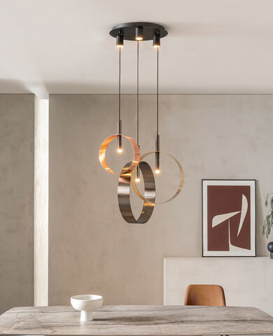 Hängelampe - LED LOOP S3 - Riflessi - aus lackiertem Metall / modern / mit Kabel