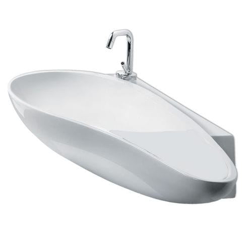 Wand-Waschbecken - L500 - A. e T. ITALIA - Keramik / mit integrierter Waschtischplatte / organisch