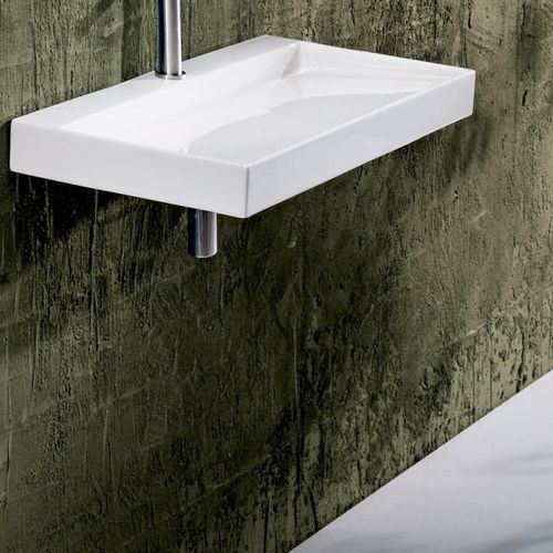 Wand-Waschbecken - L010 - A. e T. ITALIA - Keramik / rechteckig / ohne Öffnung