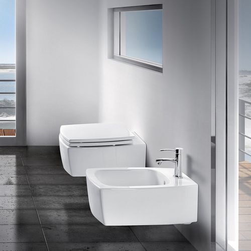 Wandhängendes WC - S521 - A. e T. ITALIA - Keramik / für Privatgebrauch / quadratisch