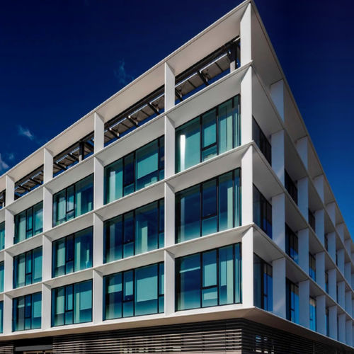 Vorhangfassade / freitragende Struktur - POLIEDRA-SKY 50 CV - METRA Building - aus Aluminium und Glas / Akustik / hochwiderstandsfähig