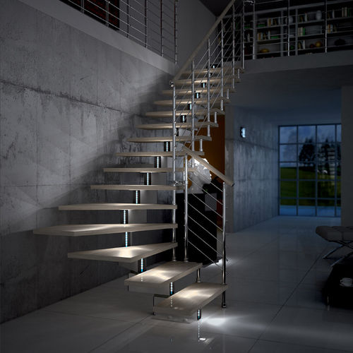 Viertelgewendelte Treppe - JAZZ CHROME - Mobirolo - Holzstufen / mit Metallstruktur / modern