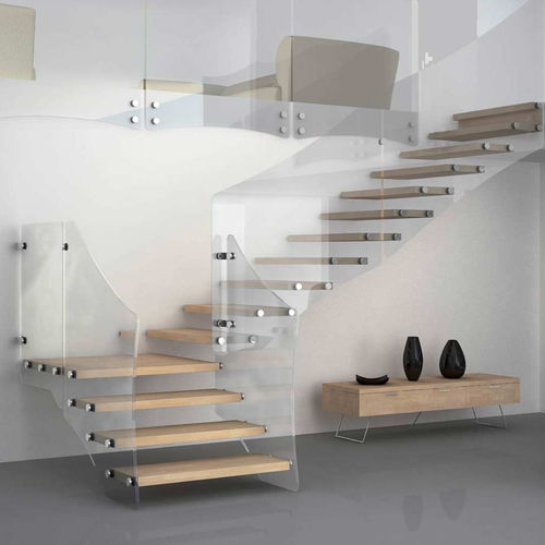Viertelgewendelte Treppe - AKURA XC XR - Mobirolo - Holzstufen / mit Glasstruktur / modern