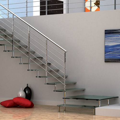 Viertelgewendelte Treppe - AKURA - Mobirolo - Glasstufen / mit Metallstruktur / modern