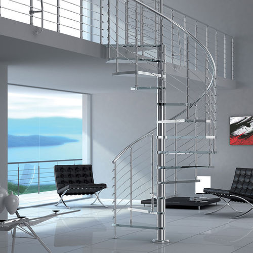 Wendeltreppe - DIABLE - Mobirolo - Glasstufen / mit Edelstahlstruktur / modern